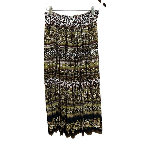 Vintage Jane Ashley 100% Rayon Mixed Animal Print Maxi Skirt Size Medium Peasant - Picture 1 of 5